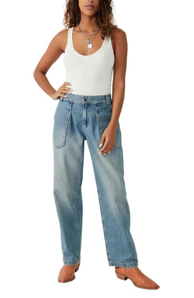 Shop Free People Maeve Oversize Low Slung Rigid Jeans In Stardust