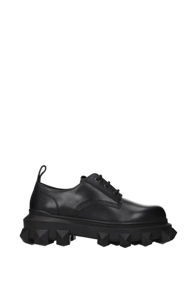 Shop Valentino Lace Up And Monkstrap Leather Black
