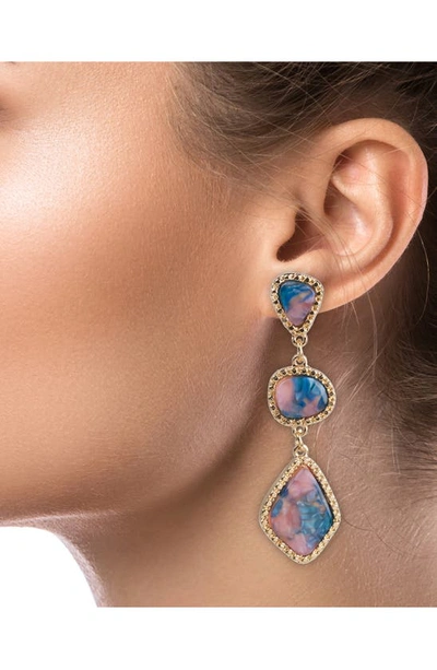 Shop Jardin Imitation Stone Drop Earrings In Blue/ Gold