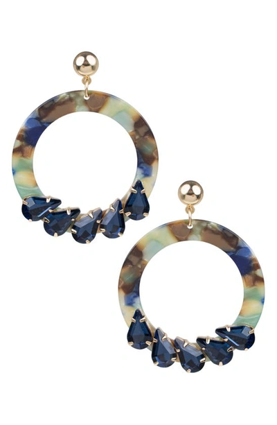 Shop Jardin Resin Circle Drop Earrings In Blue/ Gold