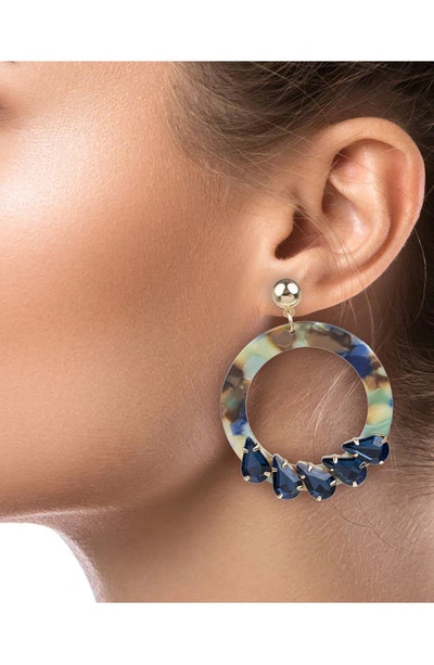 Shop Jardin Resin Circle Drop Earrings In Blue/ Gold