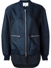 3.1 Phillip Lim Navy Layered Satin Bomber In Indigo