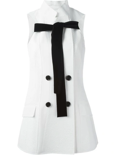 Proenza Schouler Woman Tie-front Matelassé Cotton And Silk-blend Mini Dress White