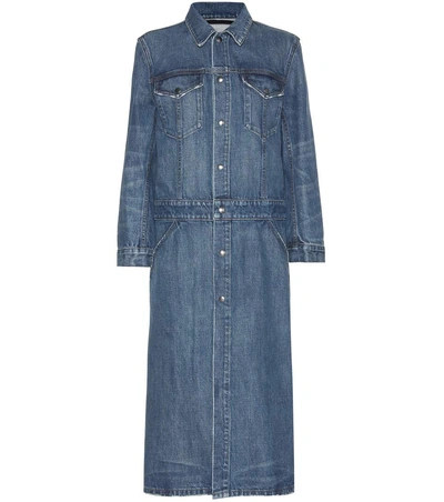 Helmut Lang Denim Trench Coat In Medium Llue