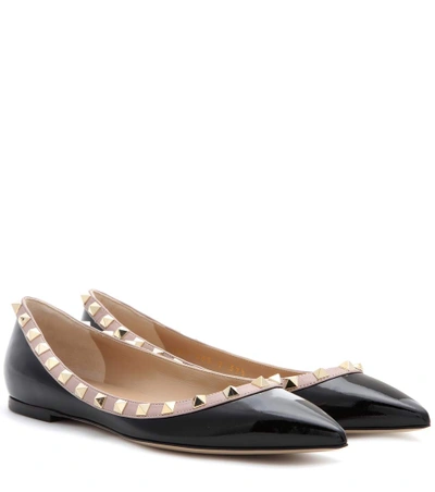 Shop Valentino Garavani Rockstud Patent Leather Ballet Flats In Black