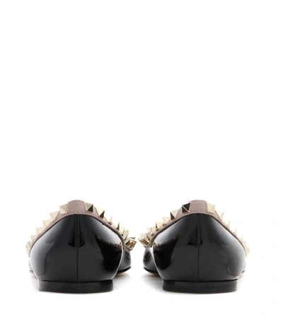 Shop Valentino Garavani Rockstud Patent Leather Ballet Flats In Black