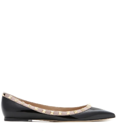 Shop Valentino Garavani Rockstud Patent Leather Ballet Flats In Black