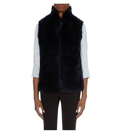 Shop Whistles Open-front Sheepskin Gilet In Navy