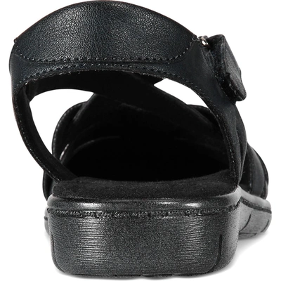 Shop Easy Street Garrett Womens Faux Leather Strappy Flat Sandals In Black