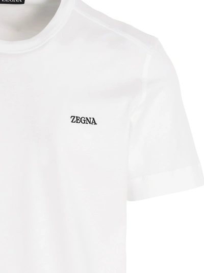 Shop Zegna Logo Embroidery T-shirt White