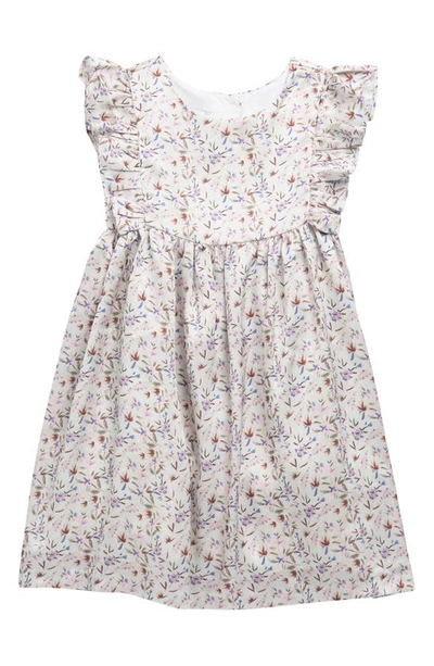 Shop Nordstrom Rack Kids' Floral Ruffle Satin Fit & Flare Dress In White Floral