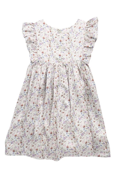 Shop Nordstrom Rack Kids' Floral Ruffle Satin Fit & Flare Dress In White Floral