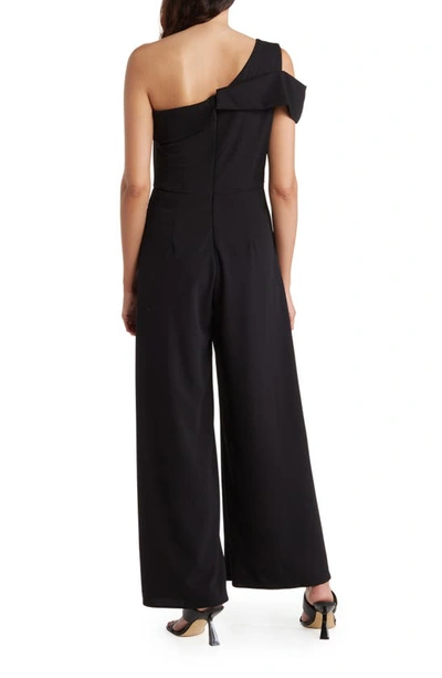 Shop Marina One Shoulder Asymmetric Jumpsuit In Black