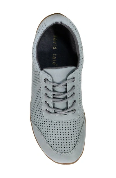 Shop David Tate Suede Perforated Derby In Denim Nubuck