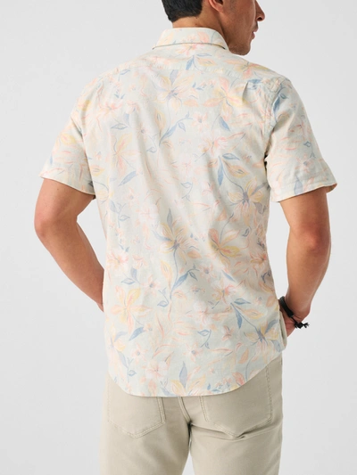 Shop Faherty Short-sleeve Breeze Shirt In Sky Coast Floral