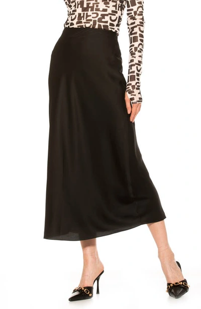Shop Alexia Admor Hunter Satin Midi Skirt In Black