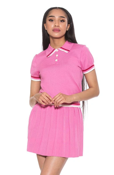 Alexia Admor Serena Pleated Knit Miniskirt In Pink