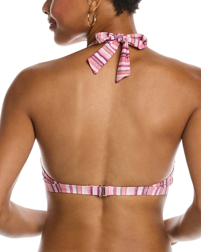 Splendid Lurex Stripe Halter Top In Pink