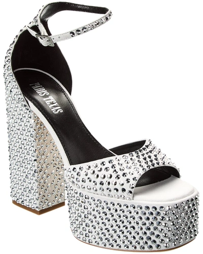 Shop Paris Texas Holly Diamond Suede Platform Sandal In White