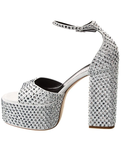 Shop Paris Texas Holly Diamond Suede Platform Sandal In White
