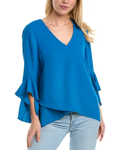 Shop Vince Camuto Flutter Sleeve Tunic In Blue
