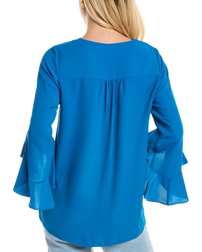 Shop Vince Camuto Flutter Sleeve Tunic In Blue