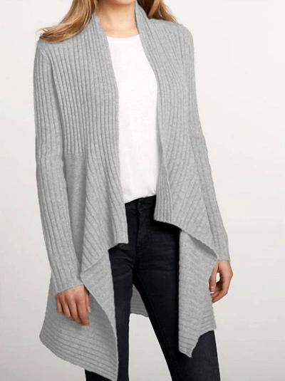 Autumn Cashmere Rib Drape Cardigan In Pearl Gray In Grey | ModeSens