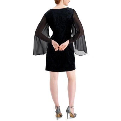 Connected Apparel Petites Womens Velvet Mini Cocktail And Party Dress In Black