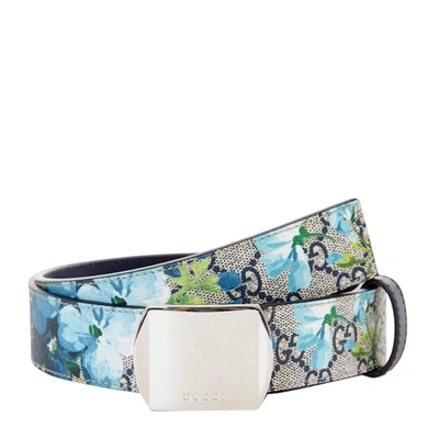 Gucci blue floral belt sale
