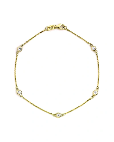 Shop Suzy Levian 0.15 Ct Tdw 14k Rose Gold Diamond Station Bracelet In Yellow