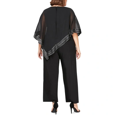 Slny Plus Womens Chiffon Asymmetrical Jumpsuit In Black