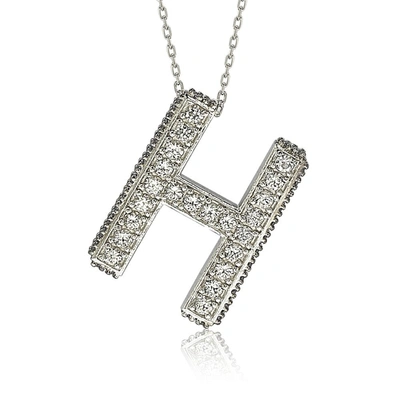 Suzy Levian Sterling Silver Sapphire & Diamond Accent Letter Pendant In Blue