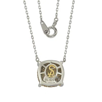 Suzy Levian Sterling Silver Yellow & Diamond Accent Pave Cluster Necklace In Yellow