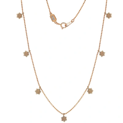 Suzy Levian 14k Rose Gold .30cttw Diamond Flower Station Necklace In Pink