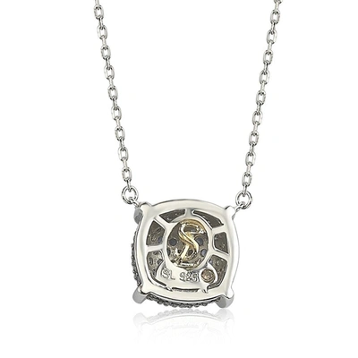 Suzy Levian Silver Diamond & Blue Sapphire Necklace In Blue