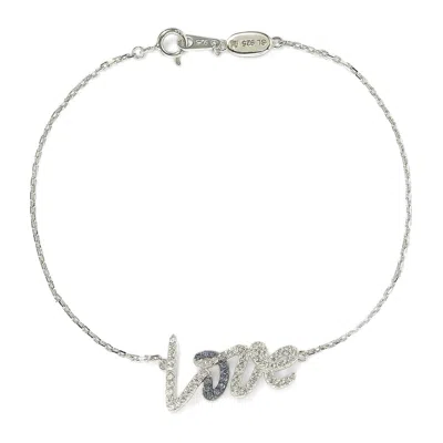 Suzy Levian Sterling Silver Sapphire And Diamond Accent Love Bracelet - Blue In Blue