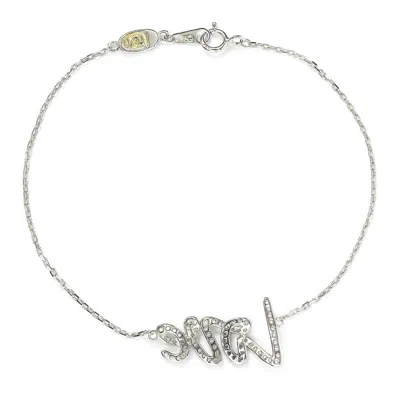 Suzy Levian Sterling Silver Sapphire And Diamond Accent Love Bracelet - Blue In Blue