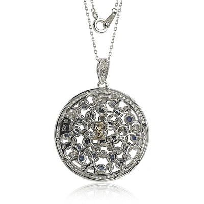 Suzy Levian Sterling Silver Sapphire & Diamond Accent Multi-circle Pendant In Blue