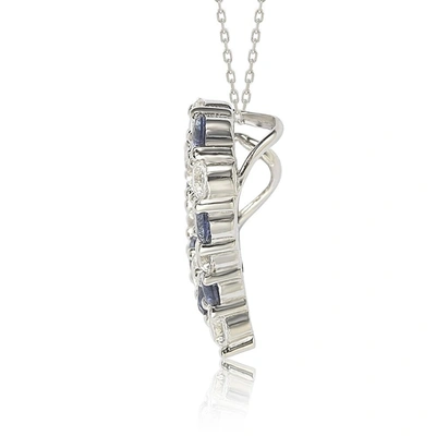 Suzy Levian Sterling Silver Sapphire & Diamond Accent Alternating Heart Eternity Pendant In Blue