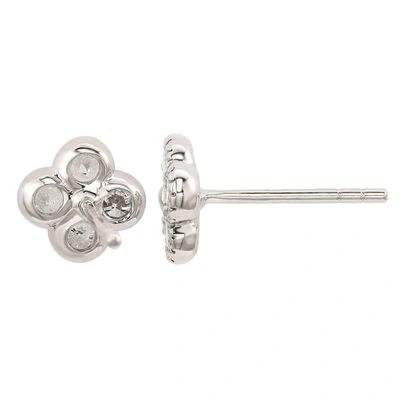 Suzy Levian White Gold 7/10 Cttw Diamond Clover Stud Earrings In White