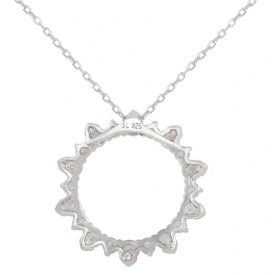 Suzy Levian Sterling Silver Cubic Zirconia Circle Pendant In White