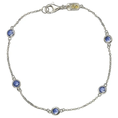 Suzy Levian Sapphire 1 Cttw Sterling Silver Station Bracelet In Blue