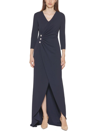 Shop Calvin Klein Womens Embellished Maxi Evening Dress In Multi