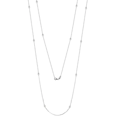 Suzy Levian 14k White Gold 6/10 Cttw Bezel Diamond Station Necklace (36 Inch) In White