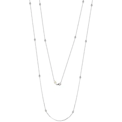 Suzy Levian 14k White Gold 6/10 Cttw Bezel Diamond Station Necklace (36 Inch) In White