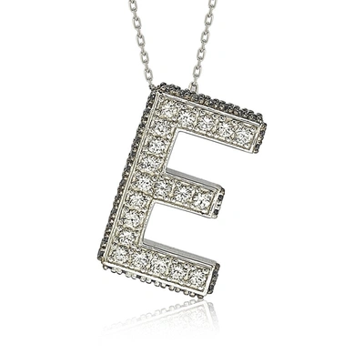 Suzy Levian Sterling Silver Sapphire & Diamond Accent Letter Pendant In Blue