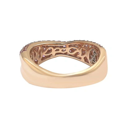 Shop Suzy Levian Sterling Silver Pink & White Sapphire & Diamond Accent Petite Pave Crossover Ring