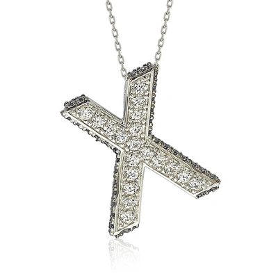 Suzy Levian Sterling Silver Sapphire & Diamond Accent Letter Pendant In Blue