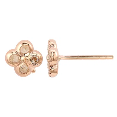 Suzy Levian Rose Gold 7/10 Cttw Diamond Clover Stud Earrings In Pink