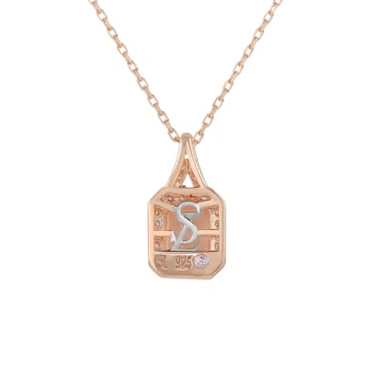 Suzy Levian Rose Sterling Silver Morganite Pink Cubic Zirconia Halo Pendant